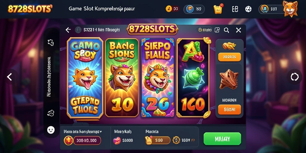 Tampilan gameplay 8728SLOTS yang penuh warna dan menarik.