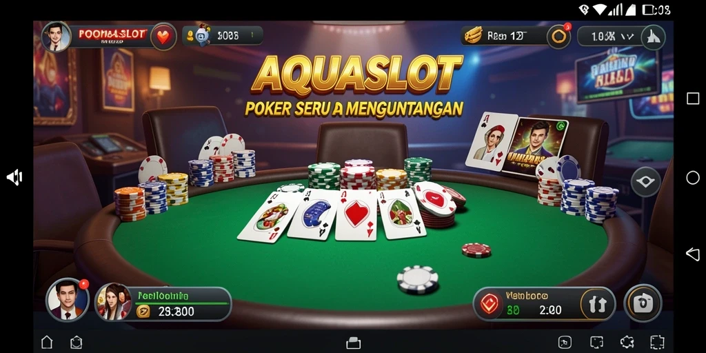 Screenshot gameplay AQUASLOT yang menggambarkan keseruan permainan poker.