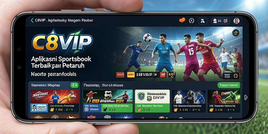 Tampilan menarik dari aplikasi C8VIP untuk taruhan olahraga.