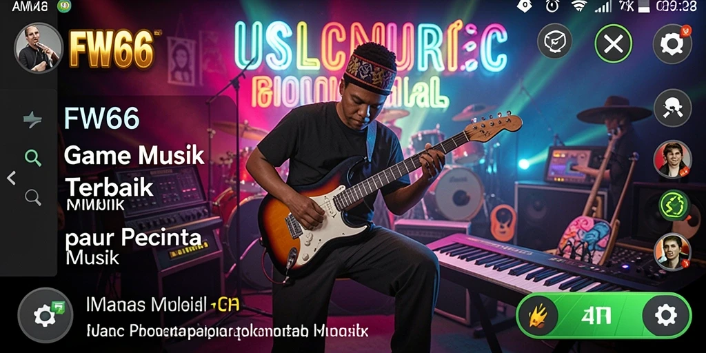 Tampilan gameplay FW66 yang menarik dengan berbagai genre musik.