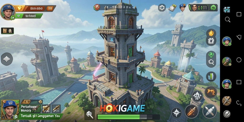 Tampilan gameplay menara pertahanan yang seru dan strategis di HOKIGAME.