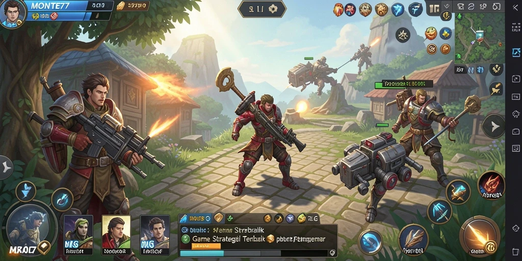 Screenshot utama MONTE77 menampilkan aksi strategis dalam game SLG.