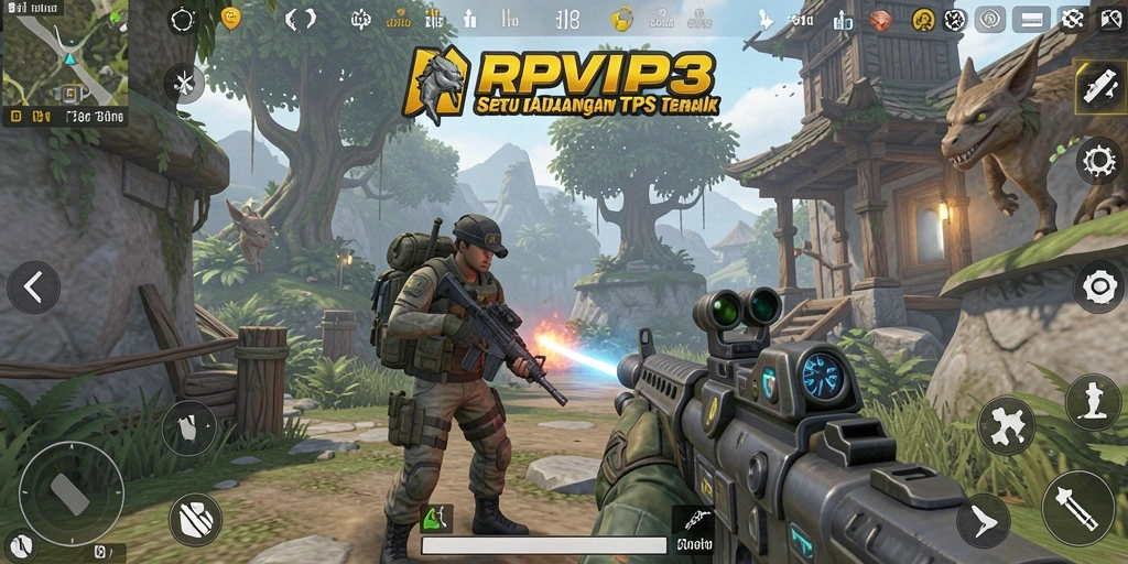Tampilan gameplay TPS yang mendebarkan dan interaktif.