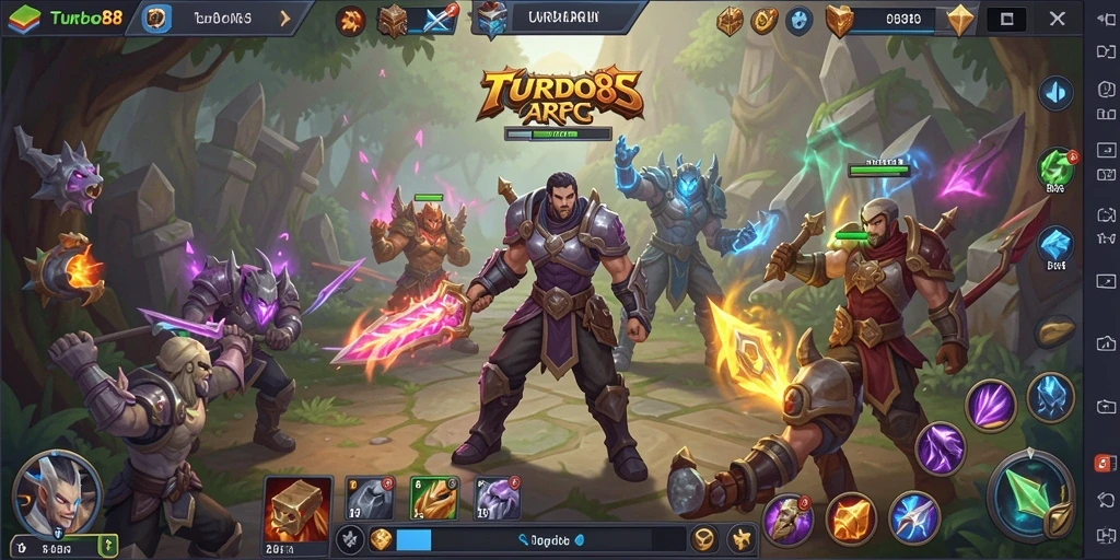 Tampilan aksi seru dalam gameplay TURBO88 di dunia ARPG.