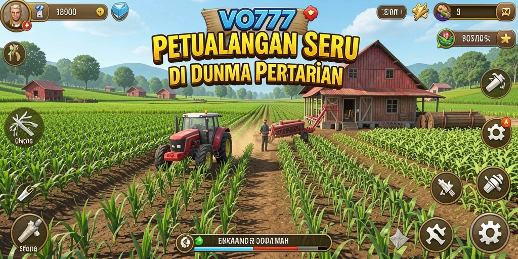 Screenshot VO777 menampilkan ladang subur dengan tanaman yang beragam.