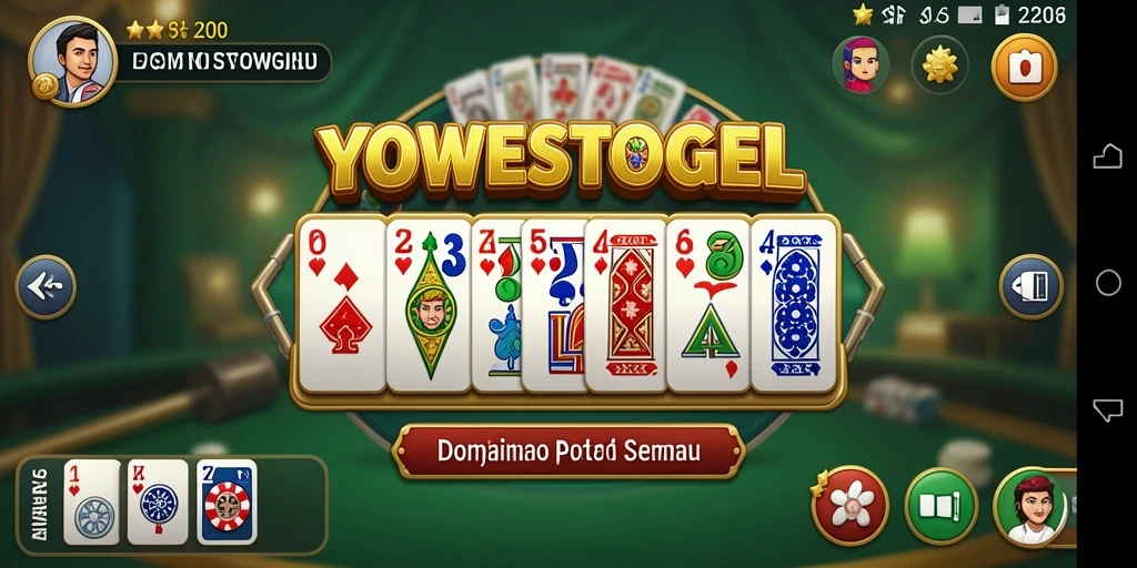 Tampilan gameplay seru YOWESTOGEL dengan kartu Domino.