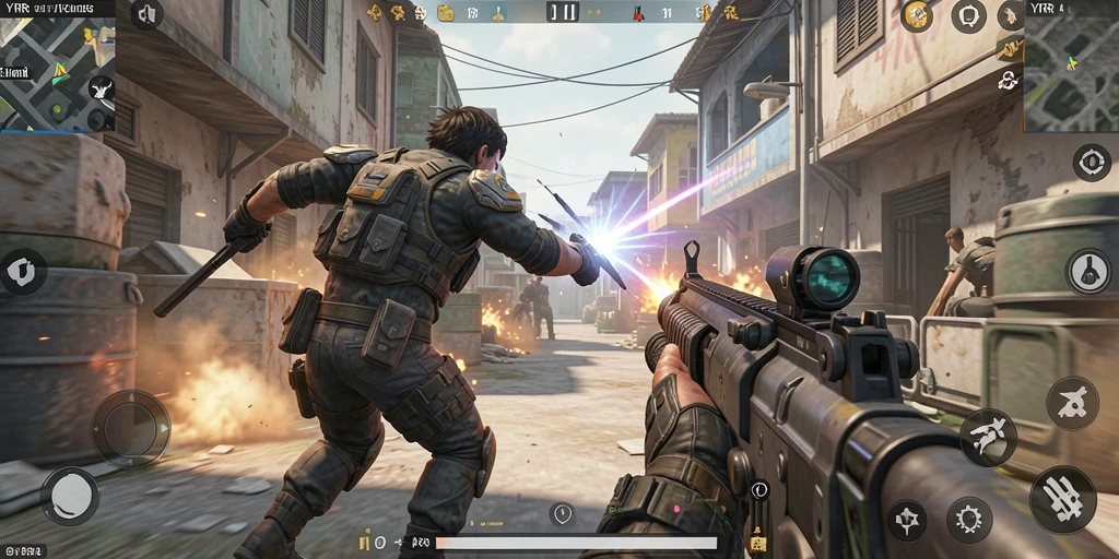 Gameplay intens dengan aksi tembak-menembak yang mendebarkan di YYRR.